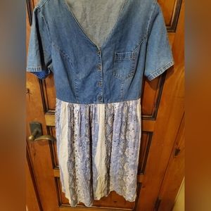 Fit and flare denim paisley dress cottagecore western cowgirl